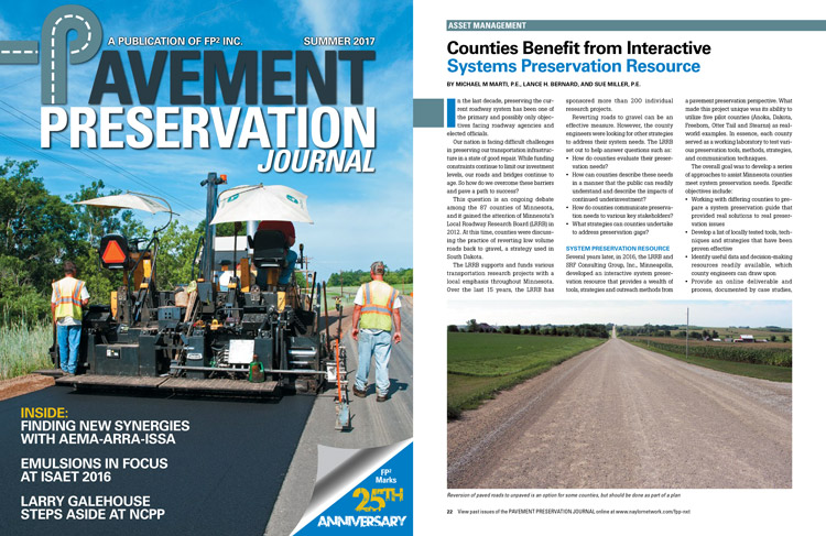 Pavement Preservation Journal - Summer 2017 SRF Consulting LRRB