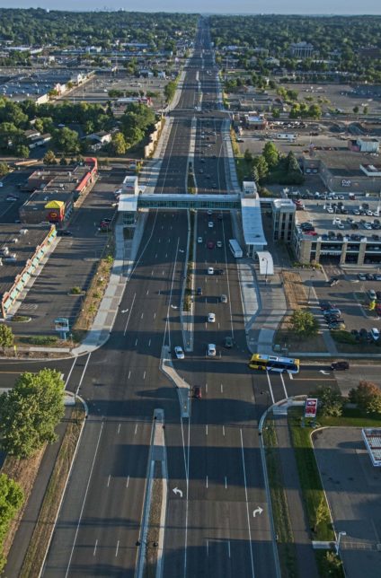 Aerial View of Bus Line