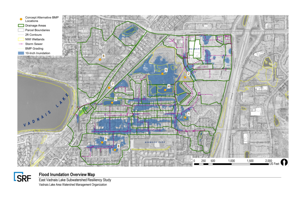 East Vadnais Lake Subwatershed Resiliency Study Flood Inundation Overview Map