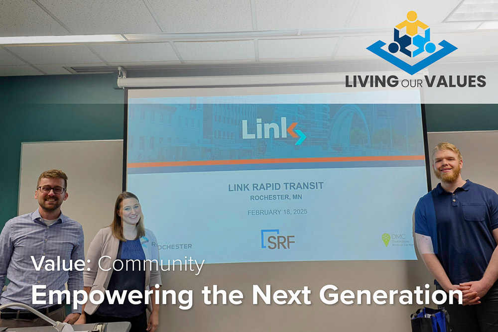 SRF staff giving a presentation to university students.