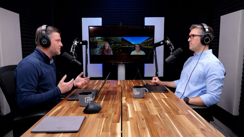 In-studio shot of podcast recording.