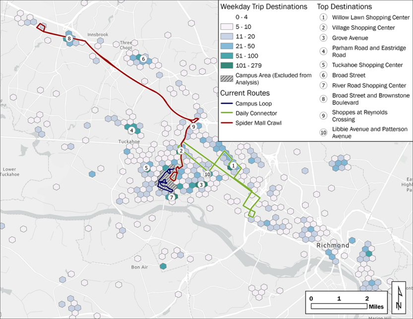 Screenshot of University of Richmond transportation plan data analysis